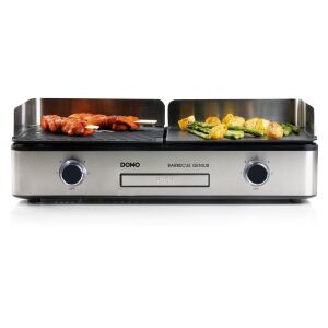 DOMO Barbecue Genius elektromos grill nyársakkal és grillezett zöldségekkel - Domo