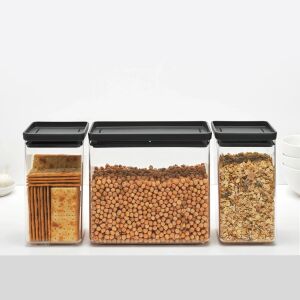3 darabos Brabantia tárolóedény készlet, Tasty+, 1,6 literes és 3,5 literes űrtartalommal, frissen tartja az élelmiszereket, folyadékok/szilárd anyagok tárolására alkalmas, szorosan záródó fe