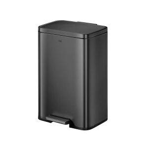 EKO pedálos szemetes, Madison, 50 literes űrtartalom, 1 kivehető rekesz, ergonomikus, ujjlenyomat-taszító rozsdamentes acél test, lágyan záródó fedél, táskatartó, matt fekete 141384907 - Eko