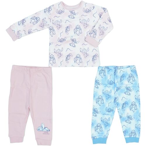 Disney Lilo & Stitch Jungen Schlafanzug Set - Größe 80 - Beinhaltet Oberteil und zwei Unterteile