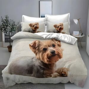 Спален комплект EmonaMall S17303 с принт на йоркширски териер, 6 части - Бельо