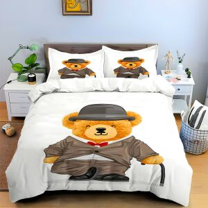 Спално бельо EmonaMall, 6 части, с дизайн на плюшено мече - Бельо
