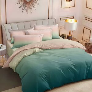 Двулицев спален комплект EmonaMall S18061, 6 части, в зелено и розово - Бельо
