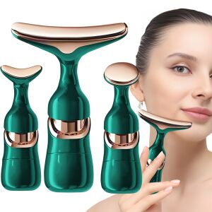 Teno® arcmasszírozó, 3 az 1-ben, arcfelvarrás és bőrápolás, cserélhető fejek arcra/arcra/szemre/szemekre, mikroáramú vibráció, zöld színű 141395766 - Arcmasszírozó
