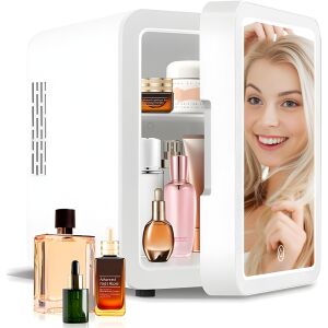 Teno® Mini kozmetikai hűtőszekrény, hordozható, hűtő/fűtő funkcióval, kozmetikai tükörrel, dimmelhető LED világítással, 4 literes kapacitással, fogantyúval, 2 üzemmóddal, fehér színben 141395775 - Hűtőszekrény & Fagyasztó