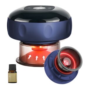 Teno® elektromos masszírozó, tapadókorongos típus, 12 hő- és nyomásfokozat, elősegíti a vérkeringést, masszázshoz/tónushoz/limfatikus elvezetéshez, 1800 mAh akkumulátor, USB töltés, illóolajjal, kék színű 141395819 - Narancsbőr elleni masszírozó