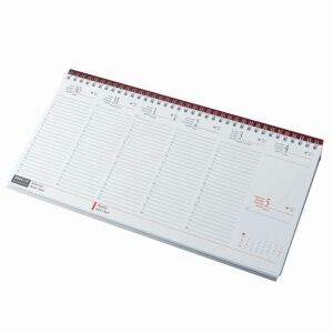 Asztali naptár 2026 kép nélküli REALSYSTEM fekvő fehér lapos bordó