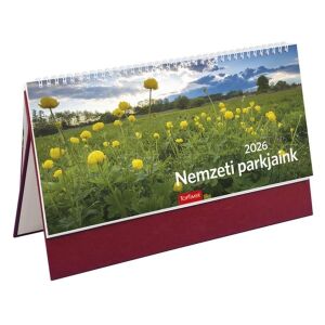 Asztali naptár 2026 képes TOPTIMER T054 álló fehér lapos Nemzeti park bordó