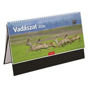 Asztali naptár 2026 képes TOPTIMER T054 álló fehér lapos Vadászat fekete