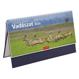 Asztali naptár 2026 képes TOPTIMER T054 álló fehér lapos Vadászat kék