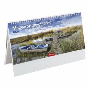Asztali naptár 2026 képes TOPTIMER T056 álló fehér lapos Magyarországot járva fehér papír táblás