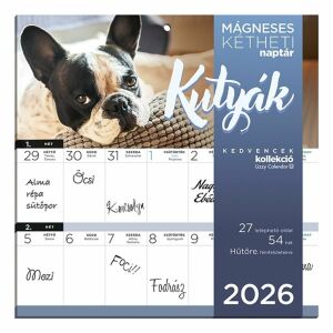 Falinaptár 2026 mágneses LIZZY CARD 220x220mm 2 hetes Kutyák