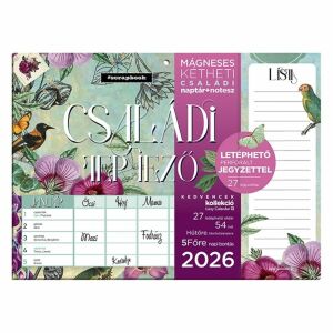 Falinaptár 2026 mágneses LIZZY CARD 220x300mm 2 hetes+ jegyzettömb Anyu tervezője Scrapbook Style