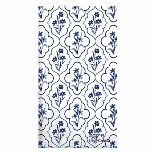 Zsebnaptár 2026 LIZZY CARD fekvő keménytáblás Flowers pattern 141414222