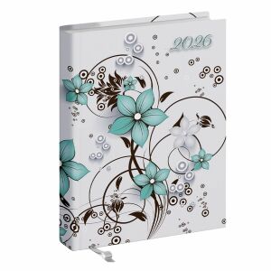 Zsebnaptár 2026 REALSYSTEM 2 Day B/6 kétnapos álló fehér lapos Virágminta