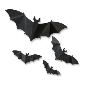 Halloween-i dekoráció - denevér szett - öntapadós - fekete - 30 db / csomag