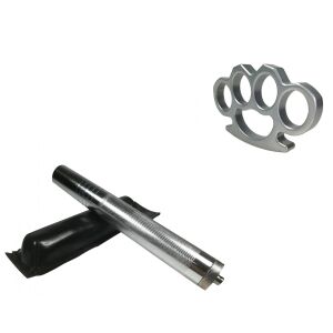 Teleskop-Gehstock-Set aus Stahl, silber, 64 cm + silberne Box 0,5 cm dick 141418384 - Handyhüllen