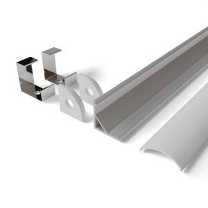 Avide Alu Profil "V", 15.8x15.8mm Sarokprofil fehér opál búrával 1m, "szett" (AAP-C-1M-S-BKW)