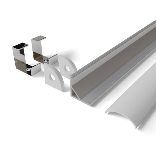 Avide Alu Profil "V", 15.8x15.8mm Sarokprofil fehér opál búrával 1m, "szett" (AAP-C-1M-S-BKW)