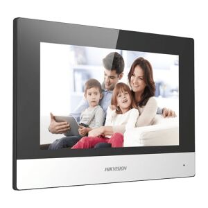 Hikvision DS-KH6320-TE1 7 hüvelykes érintőképernyős videó kaputelefon monitor, amely egy családot mutat - Hikvision
