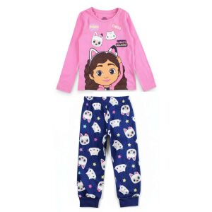 Set pijama Nickelodeon Gabby's Dollhouse, bluză roz și pantaloni albaștri cu model - Nickelodeon Pijamale pentru copii, cămăși de noapte