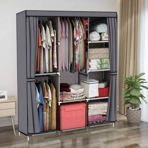Текстилен гардероб с рафтове и място за закачане
