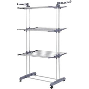 3-poschodový skladací sušiak na bielizeň s kolieskami - Sušičky bielizne