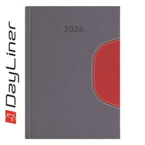 Határidőnapló Memphis B5 heti, fehér lapokkal szürke-piros Dayliner 2026. 141437020 - Dayliner