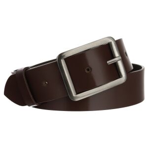 Skórzany, gładki, wąski pasek damski z zaokrągloną, srebrną klamrą - Rovicky 141439475 - Női öv