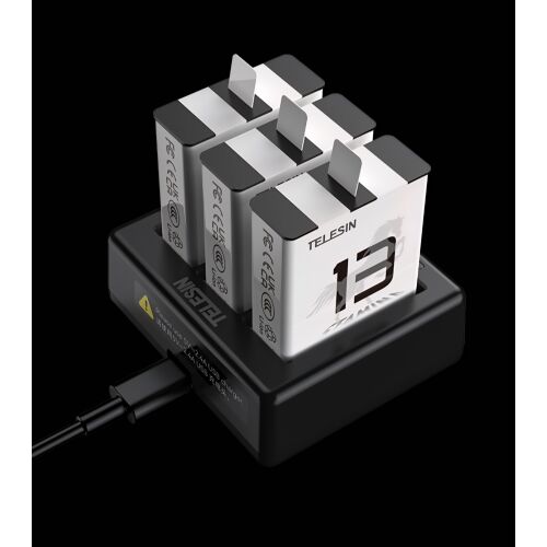 Incarcator baterii triplu, Telesin S0-BCG-12-TGP, compatibil GoPro Hero 13 