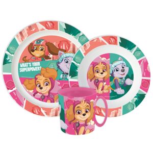 Mancs Őrjárat Superpowers étkészlet, micro műanyag szett bögrével 390 ml 141461120 - Mancs Őrjárat