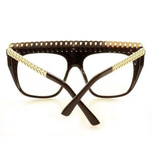 Masywne okulary zerówki MAZZINI NERD GLASSES czarne - złoto 141487314 - Męskie okulary przeciwsłoneczne