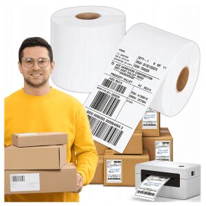 Kartón 24 roliek samolepiacich termoetikiet bielych 100x150 500 ks perforovaných roliek 141498125 - Kancelárske papierové výrobky