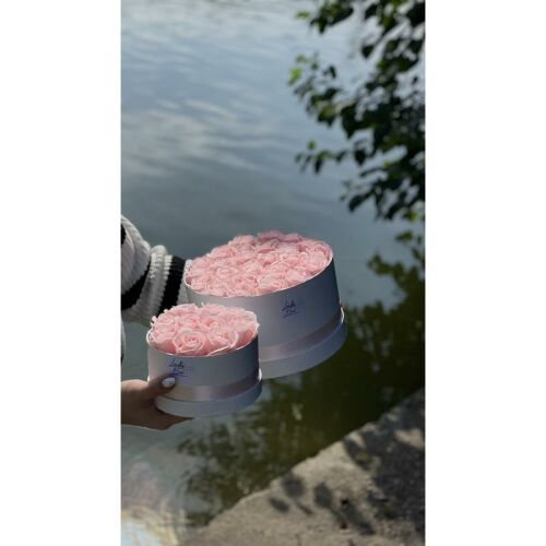 Örökrózsa doboz  20x10 cm rózsaszín