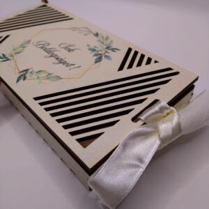 Sok Boldogságot pénzátadó doboz – UV nyomott, szalagos záródással 141532044 - Ajándékötlet esküvőre