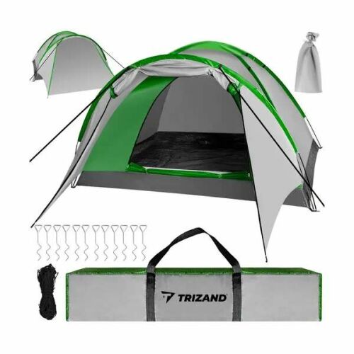 Használt! - Trizand Nevada 4 személyes Kempingsátor előtetővel 200x200cm #szürke-zöld 141541549