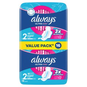 Always Ultra Day Super podpaski ze skrzydełkami, 16 sztuk w opakowaniu ekonomicznym dla kobiet - Always