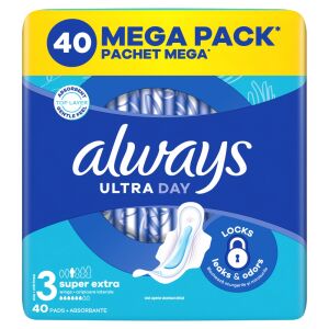 Always Ultra Super Extra podpaski, 40 sztuk Mega Pack, blokuje przeciekanie i zapachy - Always