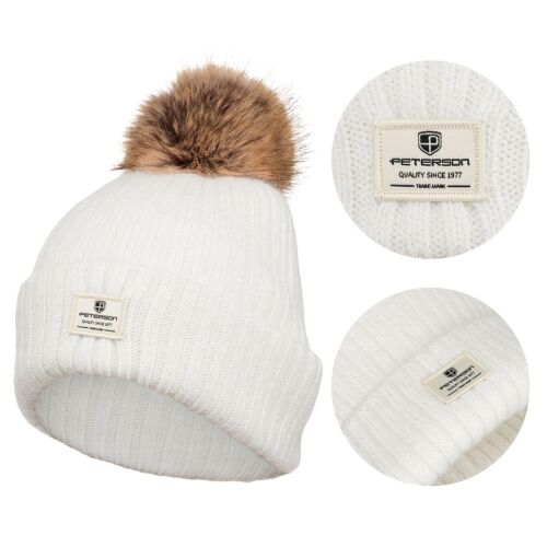 Meleg fehér női sapka szőrmével – Peterson 141542994
