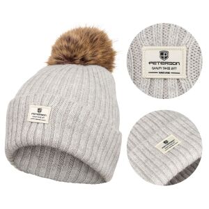 Divatos téli sapka pomponnal szürke - Peterson