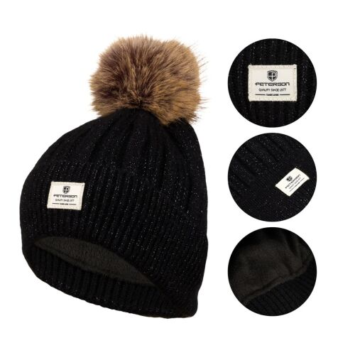 Meleg, kétrétegű női sapka pomponnal - Peterson 141556512