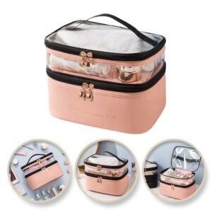 eCarla rosa Make-up Tasche Collage, Zwei-Fach Reise Organizer - Ecarla
