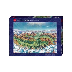 Heye 2000 db-os puzzle - Map Art  - Alpine Mountain World (30069) 141579109 - Heye