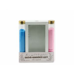 Esküvői homoköntő szett, esküvői homokceremónia kék és rózsaszín homokkal - Ajándékötlet esküvőre