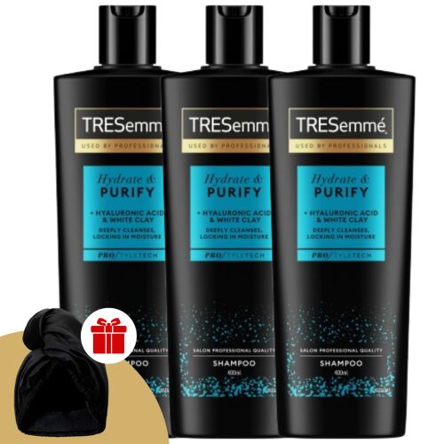 TRESemmé Hydrate & Purify Sampon 3x400ml ajándék hajturbánnal - Sampon