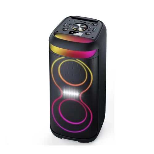 Szögletes nézet az Óriás DR-6616 Bluetooth Karaoke Hangszóróról LED lámpákkal