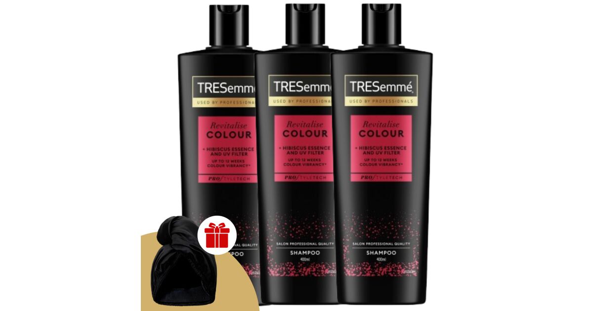 TRESemmé Color Revitalize šampón na farbené vlasy 3x400ml + darčekový lak na vlasy TRESemmé 141593611