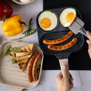 Klausberg KB 7816 3 rekeszes serpenyő, 18,5 cm, márvány bevonat, indukciós, fekete 141596979 - Klausberg