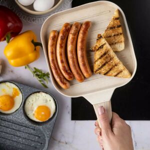 Klausberg KB 7812 grillserpenyő, 18,5 cm, márvány bevonat, hideg tapintású fogantyú, indukciós, bézs 141597010 - Klausberg