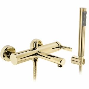 Комплект смесител за вана Rea Pixel Gold с ръчен душ и стенен монтаж - Смесител